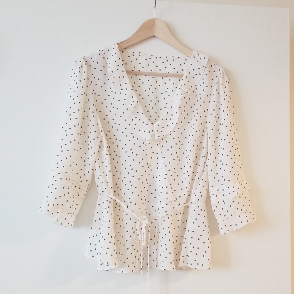 Cream and black polka dot blouse (UK 12/ US 8)